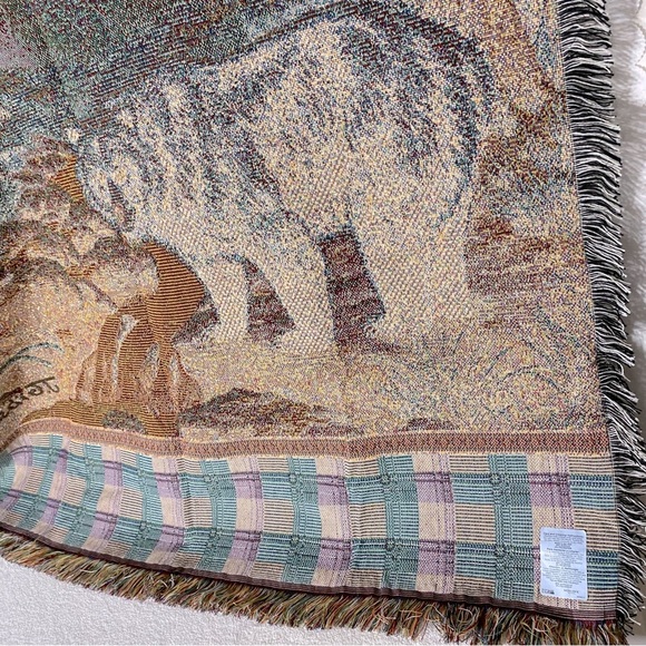 Vintage Mohawk Home Bear Tapestry Throw Blanket W Fringe - Picture 8 of 15